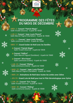 Notre programme spécial fêtes pour le mois de décembre